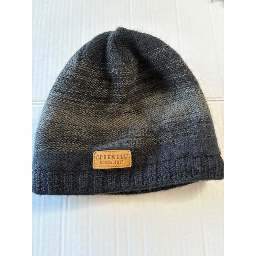 Cornwell Quality Tools Gray black Knit Beanie Fleece Lined Winter Hat Logo Patch